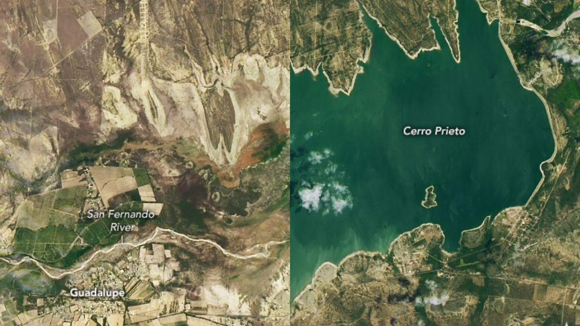 La NASA muestra imágenes de la presa Cerro Prieto en NL